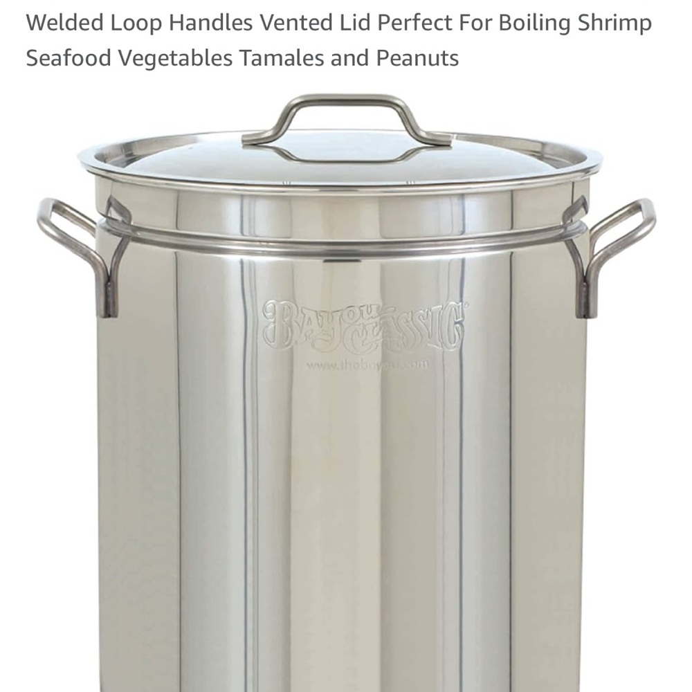 Bayou Classic Stainless Steel Stockpot with Handles and vented lid- 36 quart